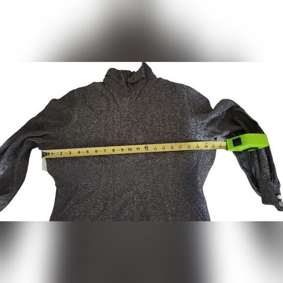 Vintage Mid Century Modern Blouse Black Silver Metallic Glitter Balloon Sleeve L - Picture 8 of 8